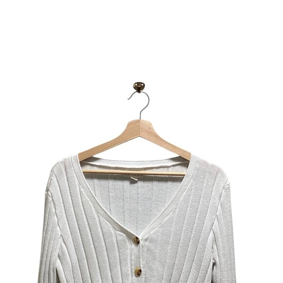 Aeropostale Ribbed Crop Cardigan White Size L Y2K Festival Summer Beach Coastal - Picture 5 of 11